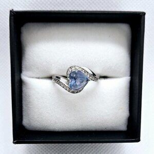 d'manis Sterling Silver 925 Heart Shape Simulants Blue Diamond